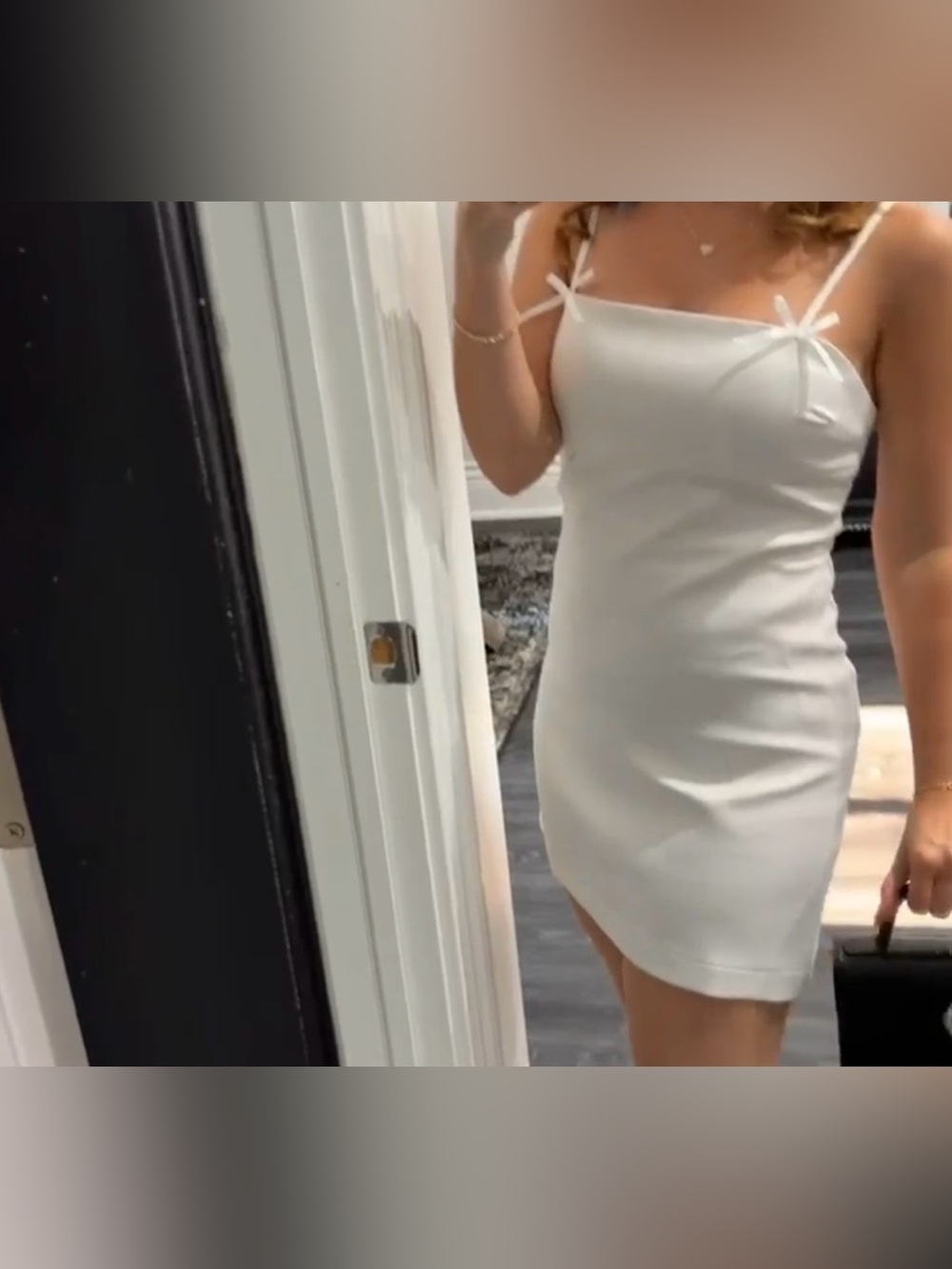 Altar'd State White Mini Slip Dress with Bow Straps - Picture 2 of 3